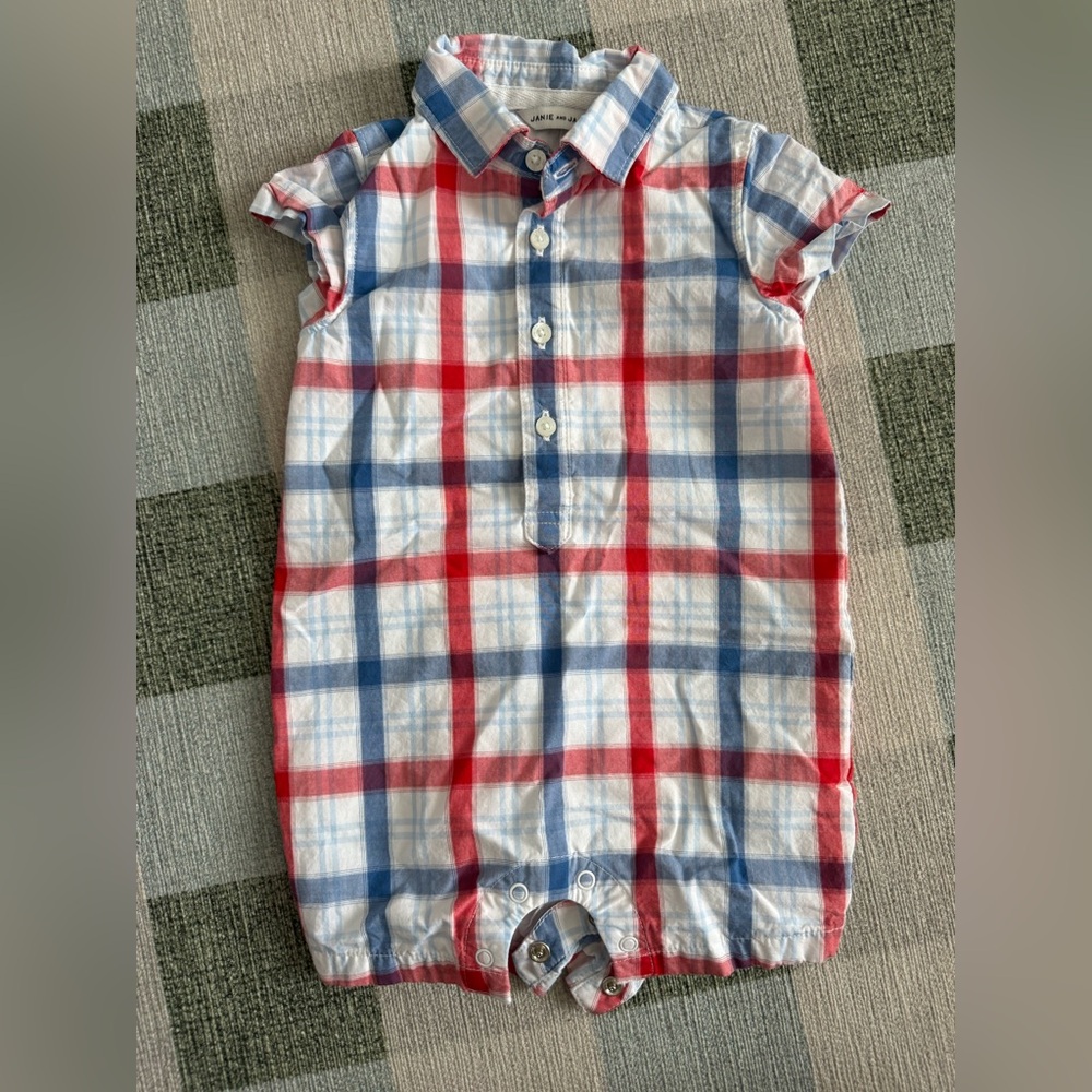 Janie and Jack plaid onesie